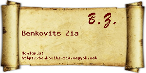 Benkovits Zia névjegykártya